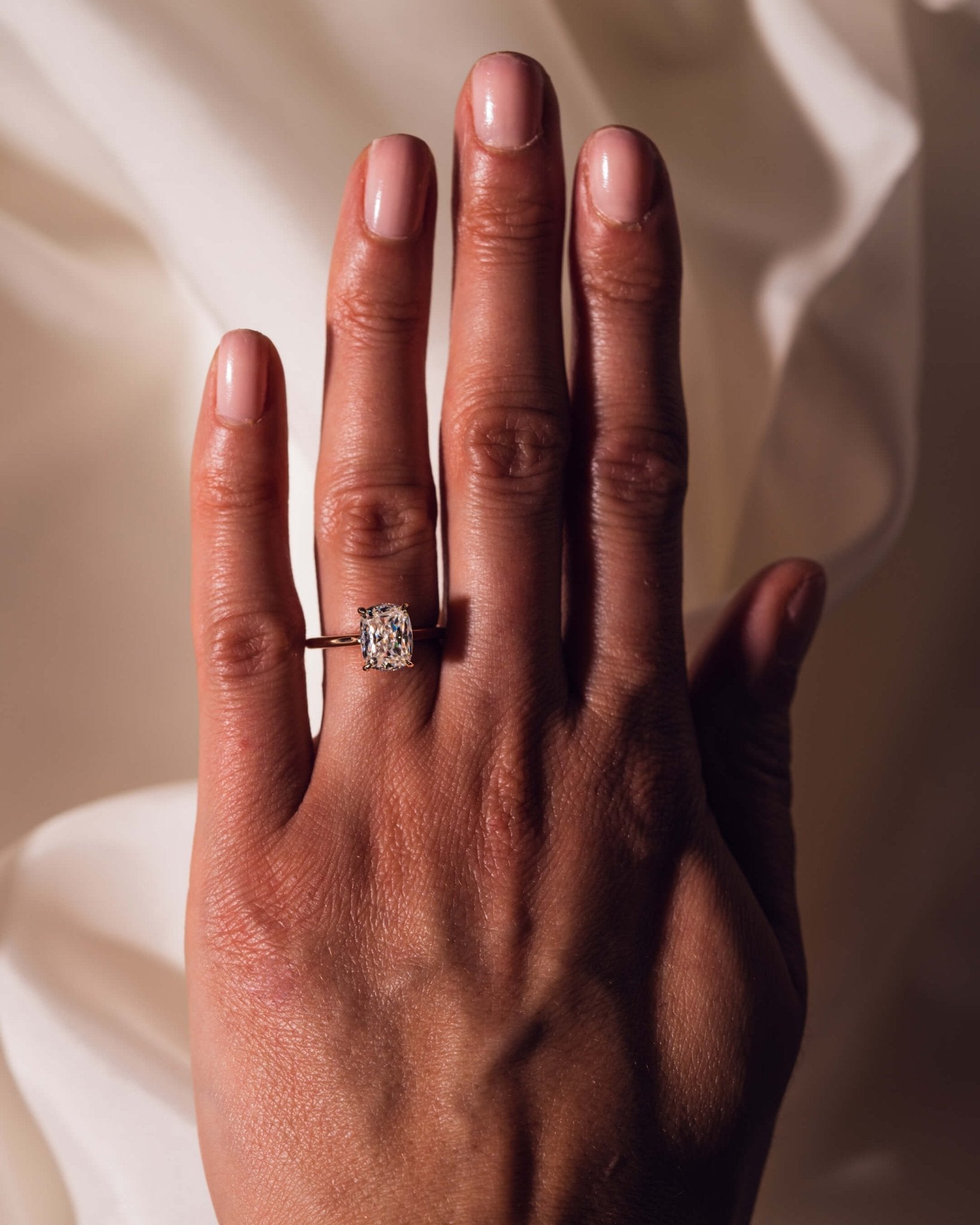 Cushion Hidden Halo Lab Grown Diamond Engagement Ring